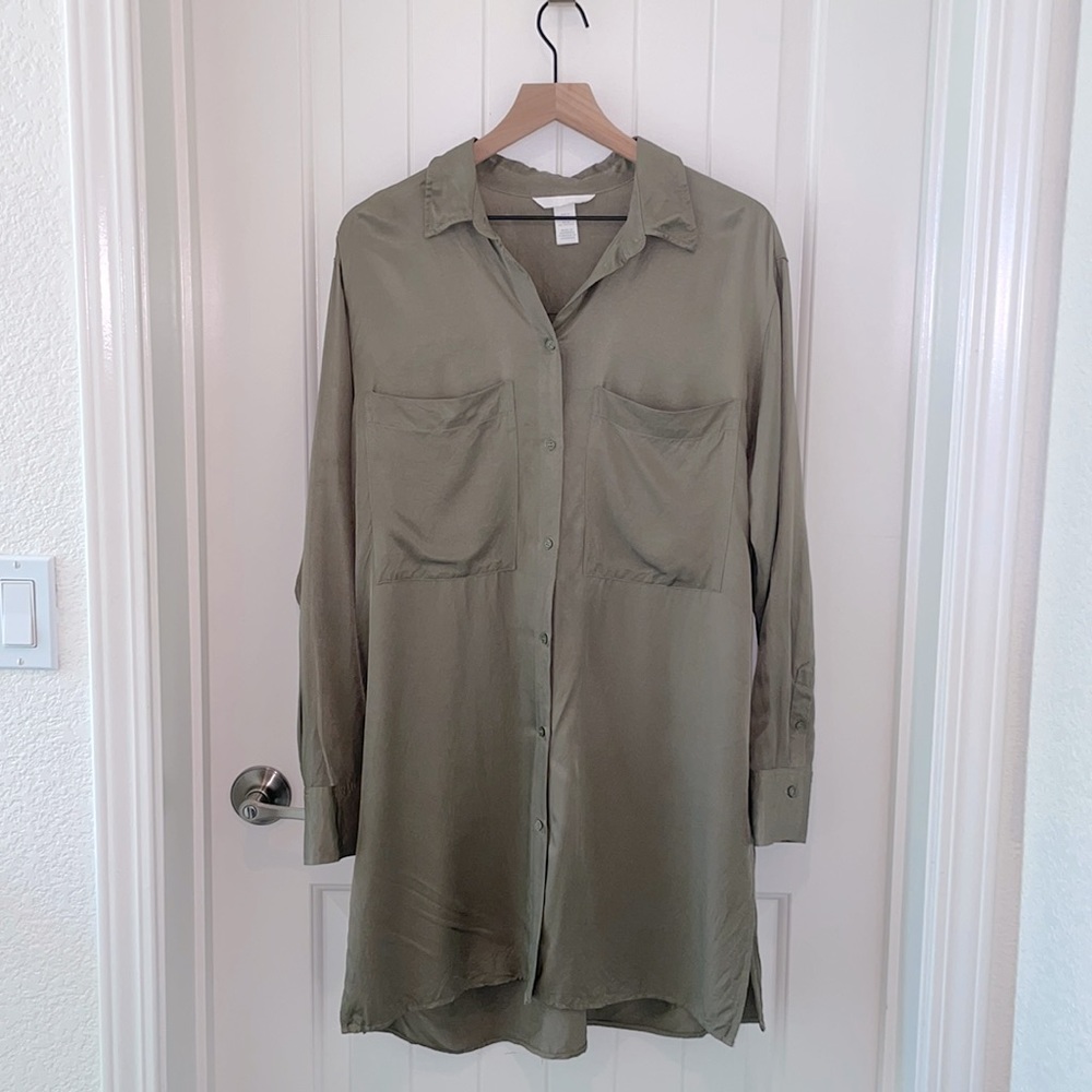 H&M Olive Tunic- oversized NWOT - Picture 2 of 11